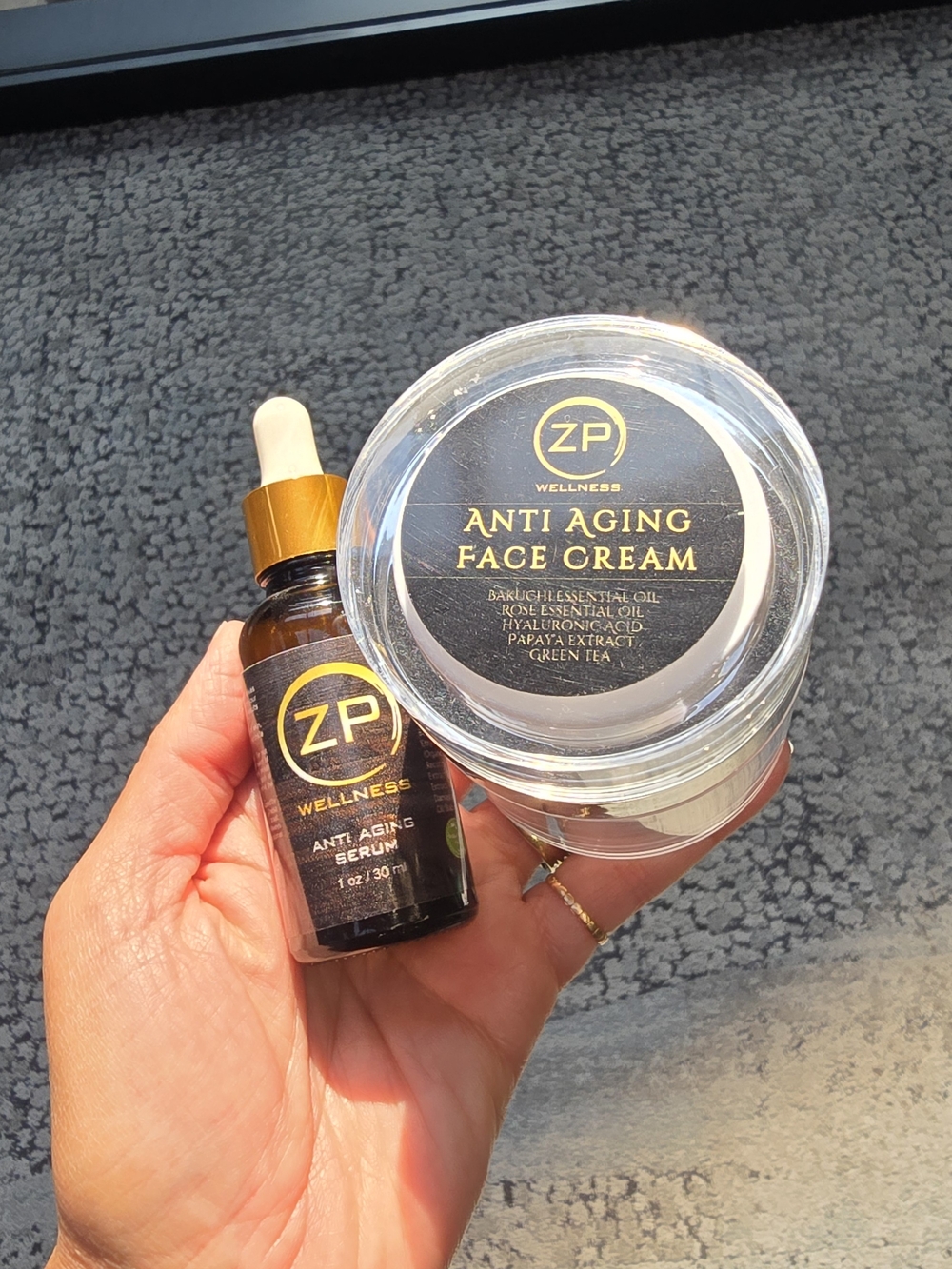 Anti-Aging Face Cream & Serum Set - Black and Gold With Rose
